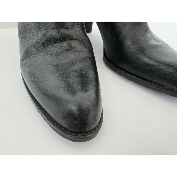 Stuart Weitzman Studded Leather Ankle Moto Boots 3” Block Heel Black Size 9 - Picture 6 of 11